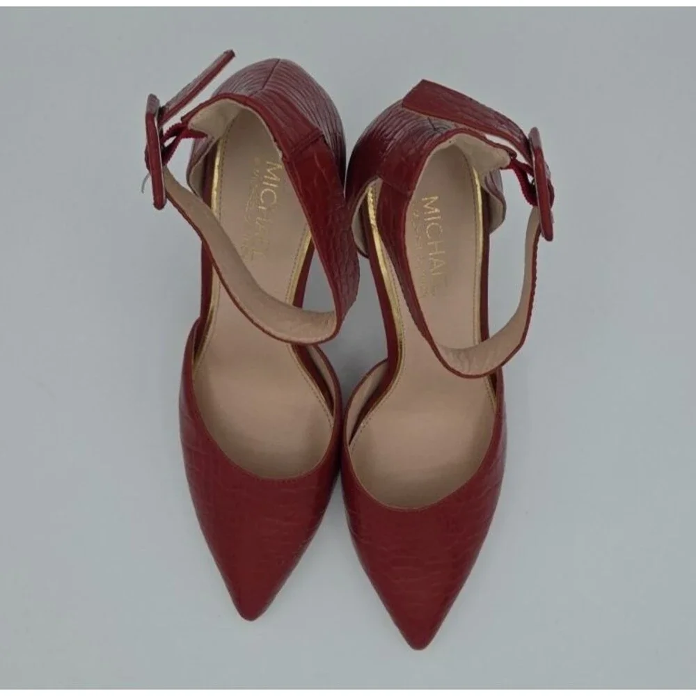 Michael By Michael Shannon Romina Women's Shoes Red ,Ankle Strap, Croc, Size 11